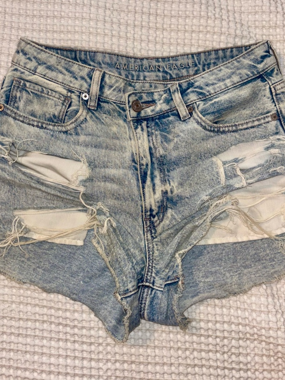 American Eagle Outfitters Light Wash Distressed Denim Cutoff Shorts
